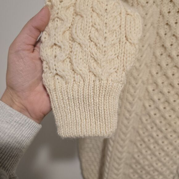 Vintage Orvis Cable Knit Sweater Mens L Cream Wool Fisherman Crew Neck Ireland - Picture 6 of 12